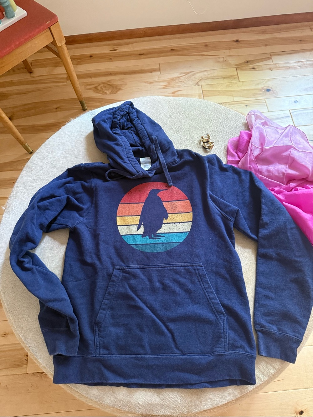 Navy Penguin Graphic Hoodie Sweatshirt  navy